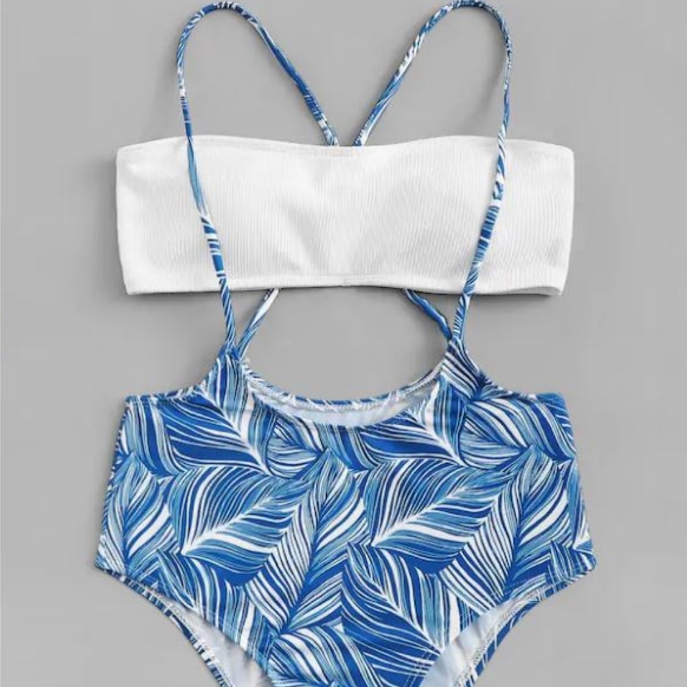 Tropical 2 piece swimsuit π - Picture 1 of 4